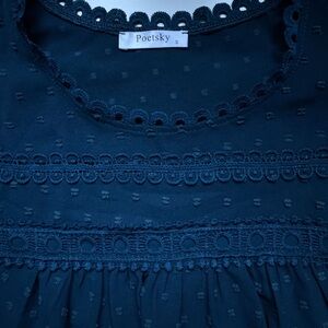 Navy Blue Lace Blouse